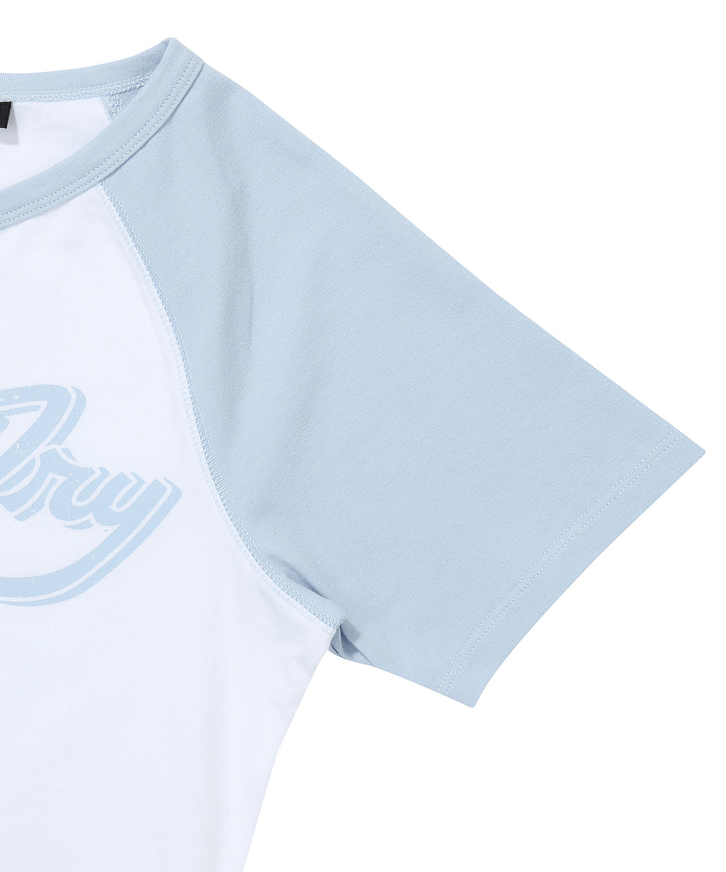 W Cap Sleeve T-Shirt - Grey/Blue
