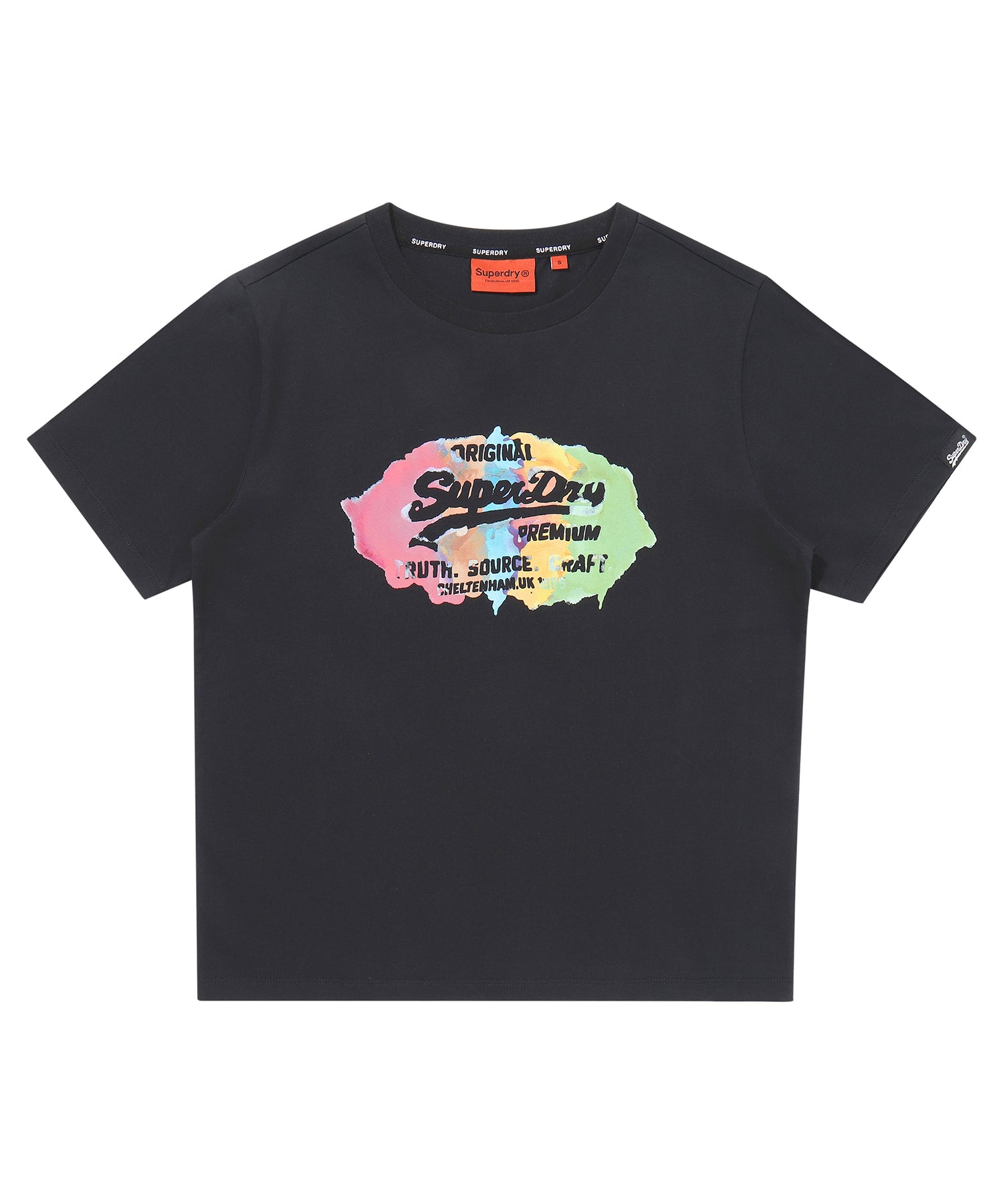 W Watercolor Graphic T-Shirt - Black
