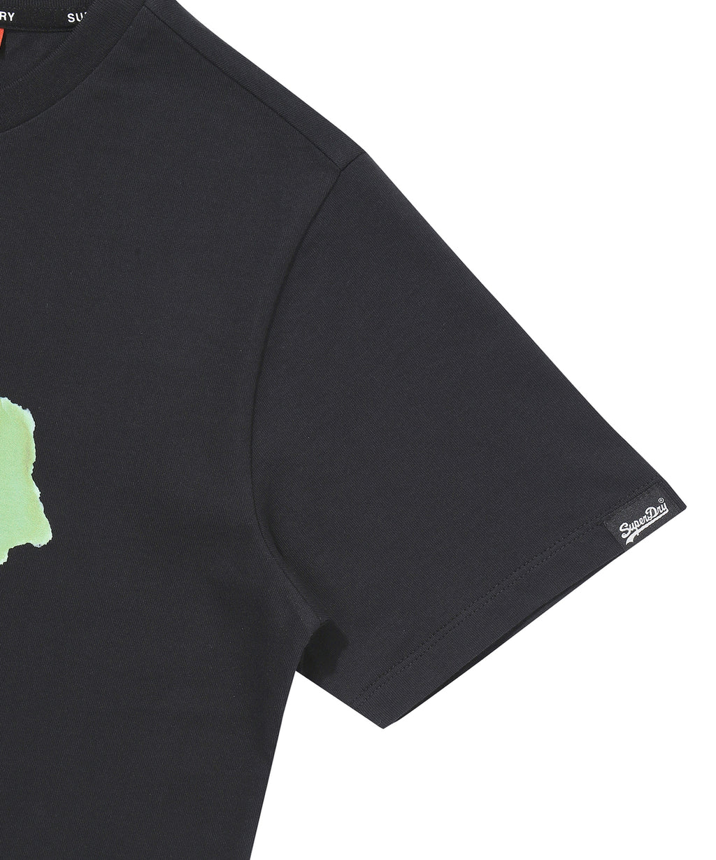 W Watercolor Graphic T-Shirt - Black