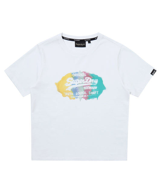 W Watercolor Graphic T-Shirt - White