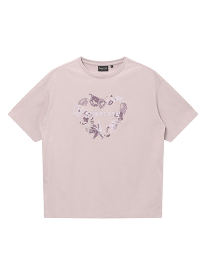 W Heart Print T-Shirt