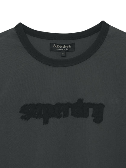 W Vintage Logo Patch Ringer T-Shirts