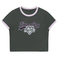 W Heart Graphic Ringer T-Shirt