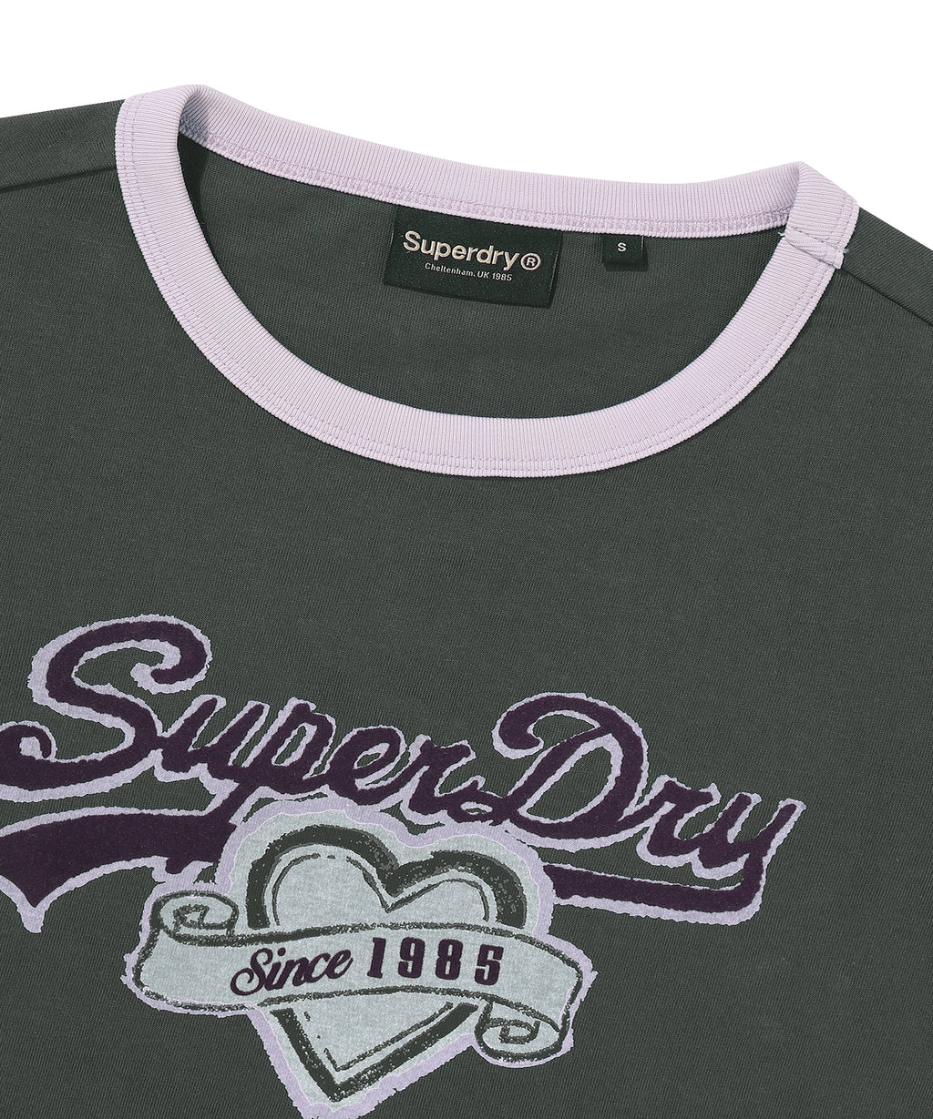 W Heart Graphic Ringer T-Shirt