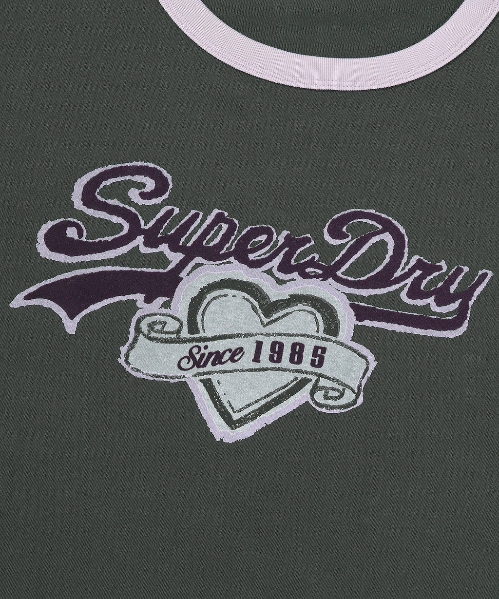 W Heart Graphic Ringer T-Shirt