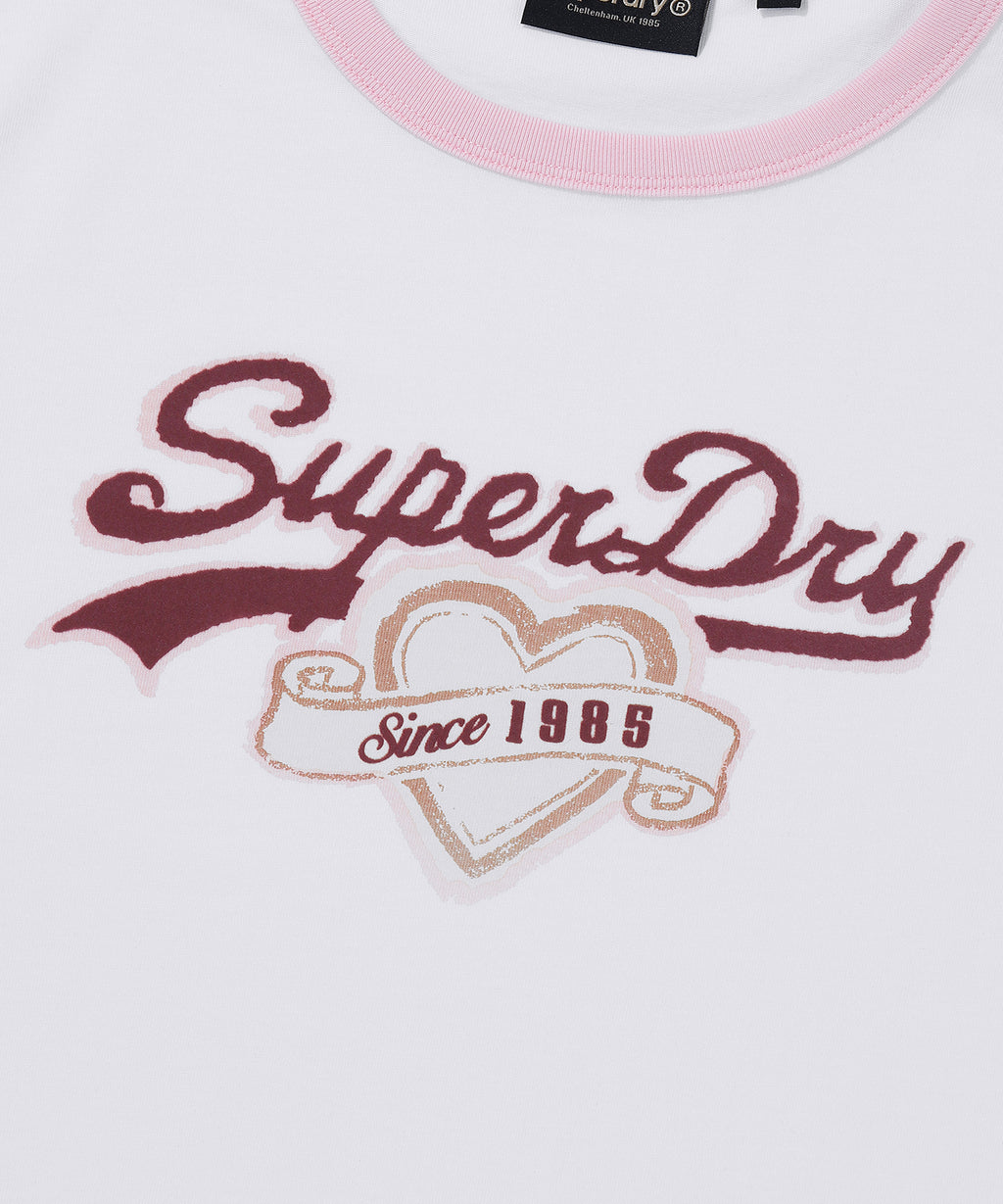 W Heart Graphic Ringer T-Shirt