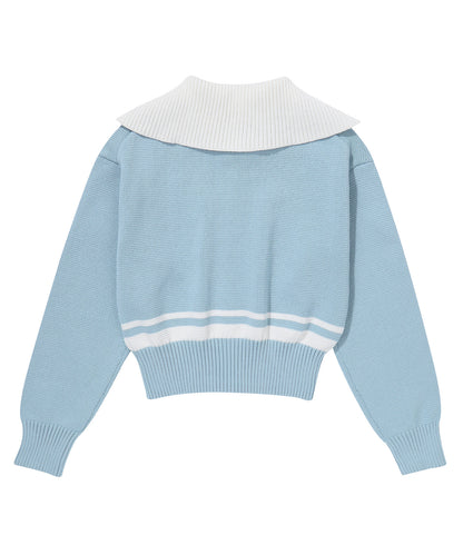 W Sailor Sweater Cardigan - L/Blue
