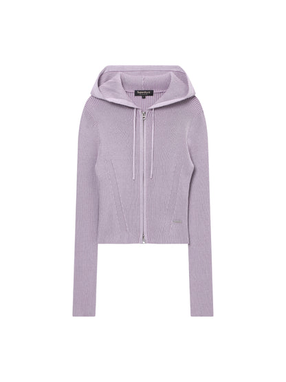 W Vintage Rib Knit Zip Up