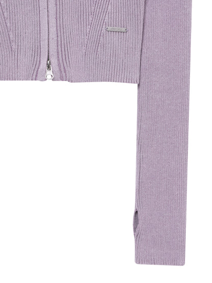 W Vintage Rib Knit Zip Up