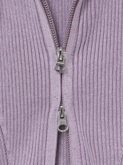 W Vintage Rib Knit Zip Up