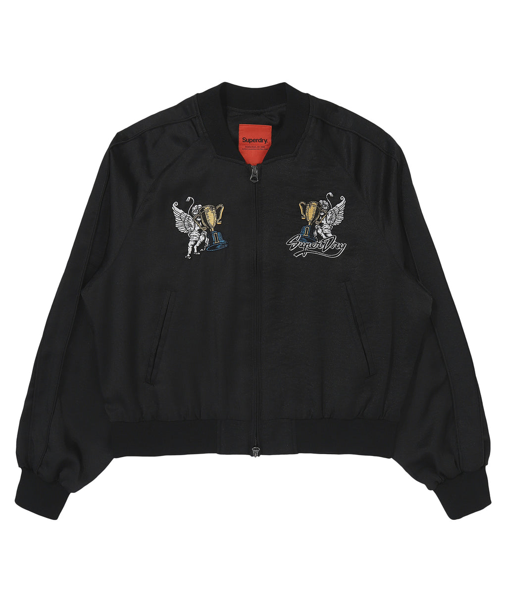 W Skating Club Crop Sukajan Jacket - Black