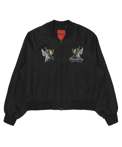 W Skating Club Crop Sukajan Jacket - Black