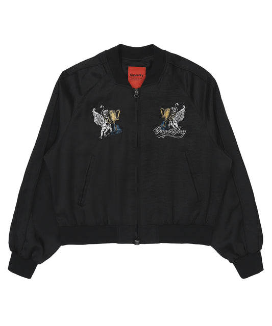 W Skating Club Crop Sukajan Jacket - Black