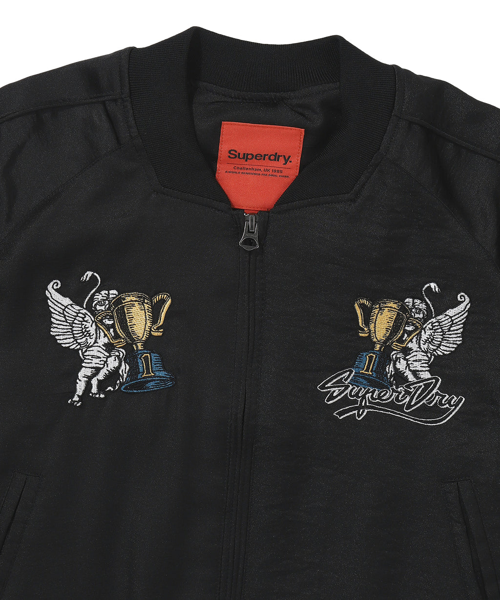W Skating Club Crop Sukajan Jacket - Black