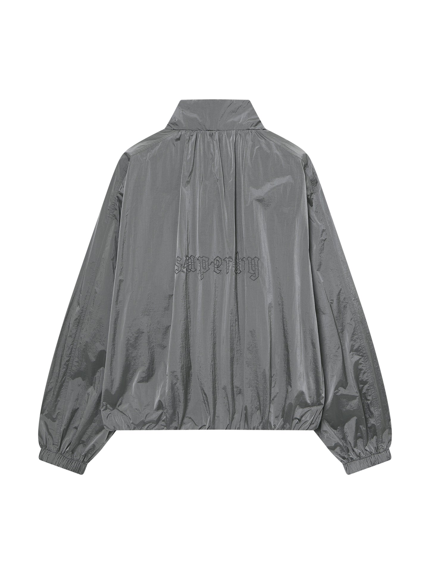 Glossy Nylon Zip-Up Jacket