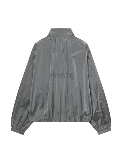 Glossy Nylon Zip-Up Jacket