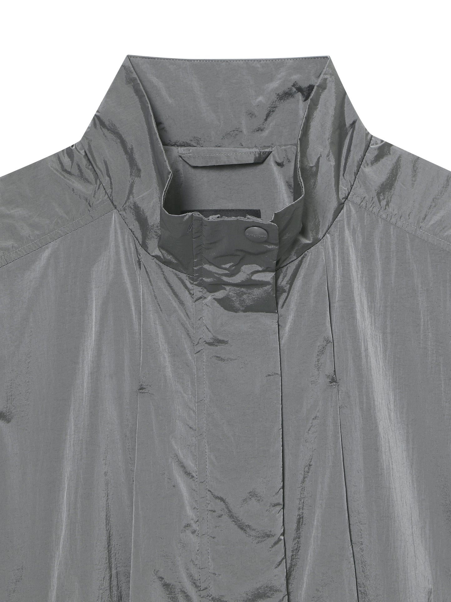 Glossy Nylon Zip-Up Jacket