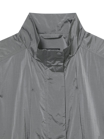 Glossy Nylon Zip-Up Jacket
