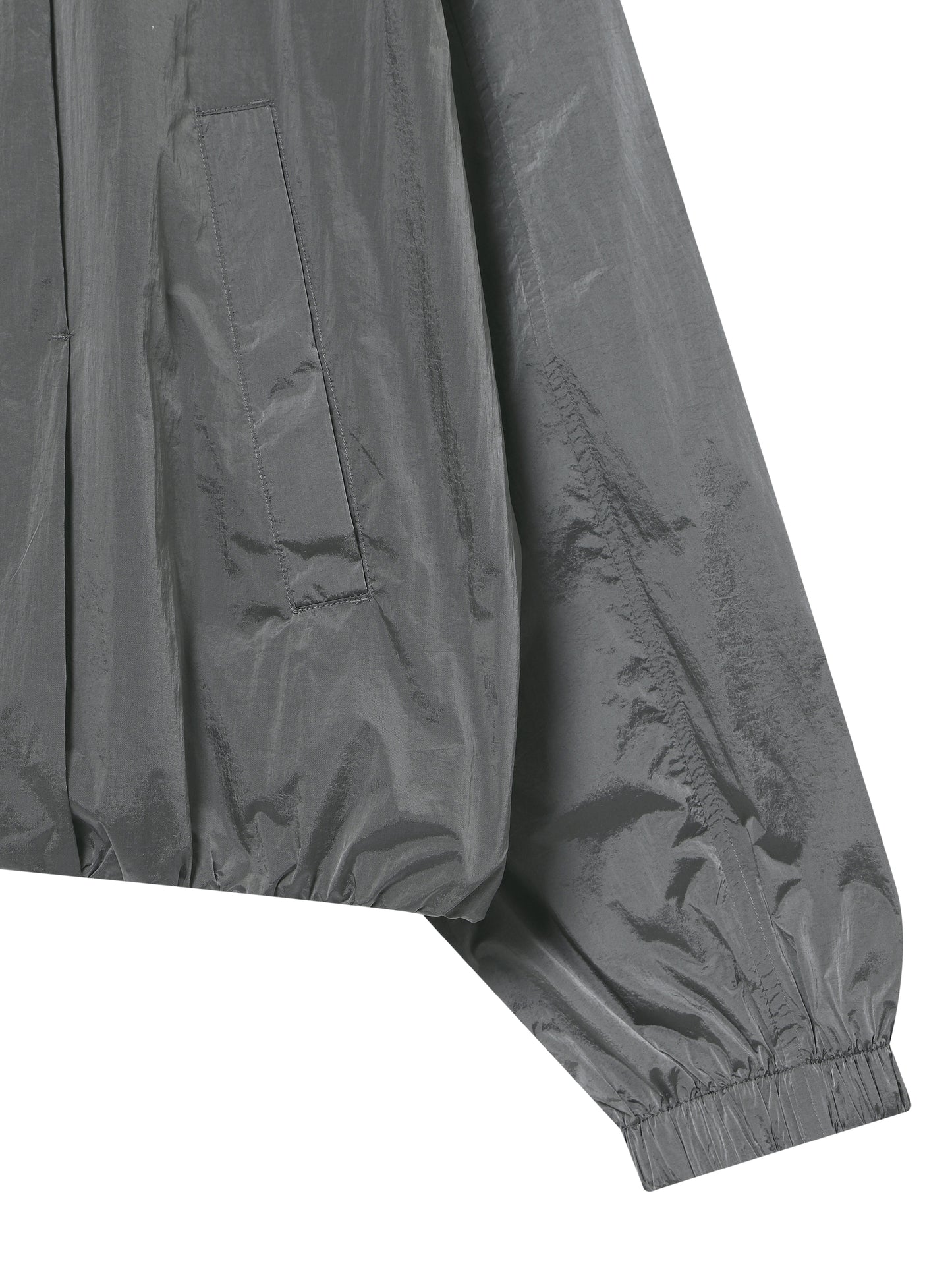 Glossy Nylon Zip-Up Jacket