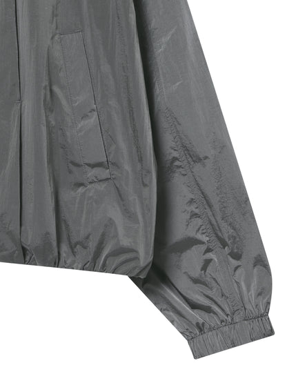 Glossy Nylon Zip-Up Jacket