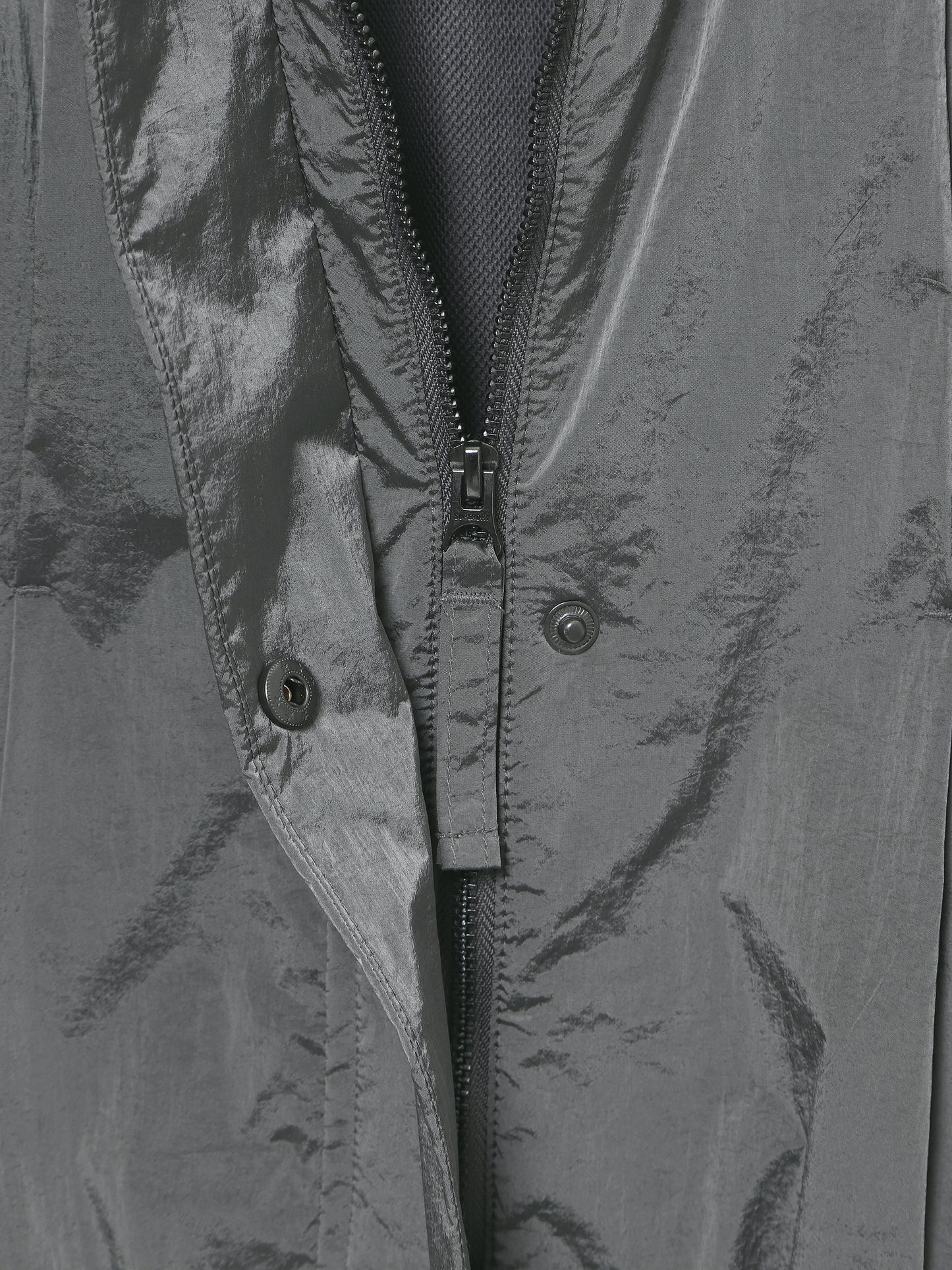 Glossy Nylon Zip-Up Jacket