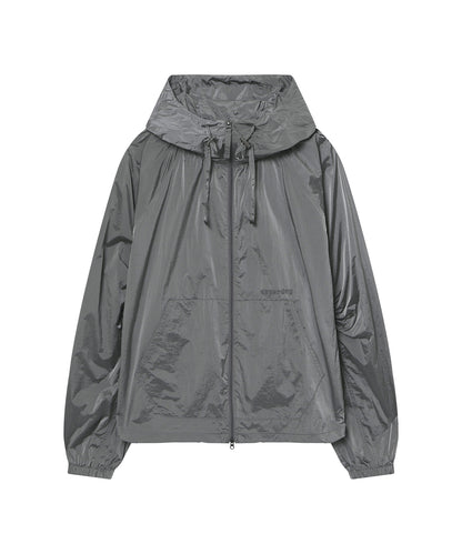 W Glossy Shirring Wind Jacket