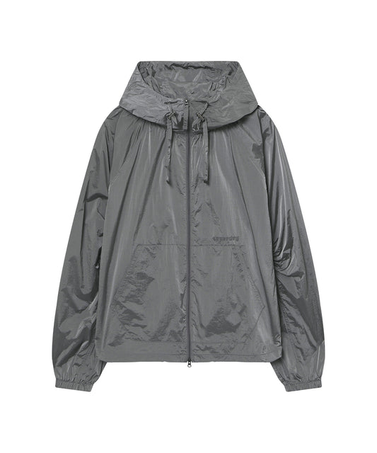 W Glossy Shirring Wind Jacket