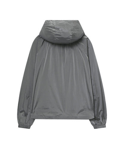 W Glossy Shirring Wind Jacket