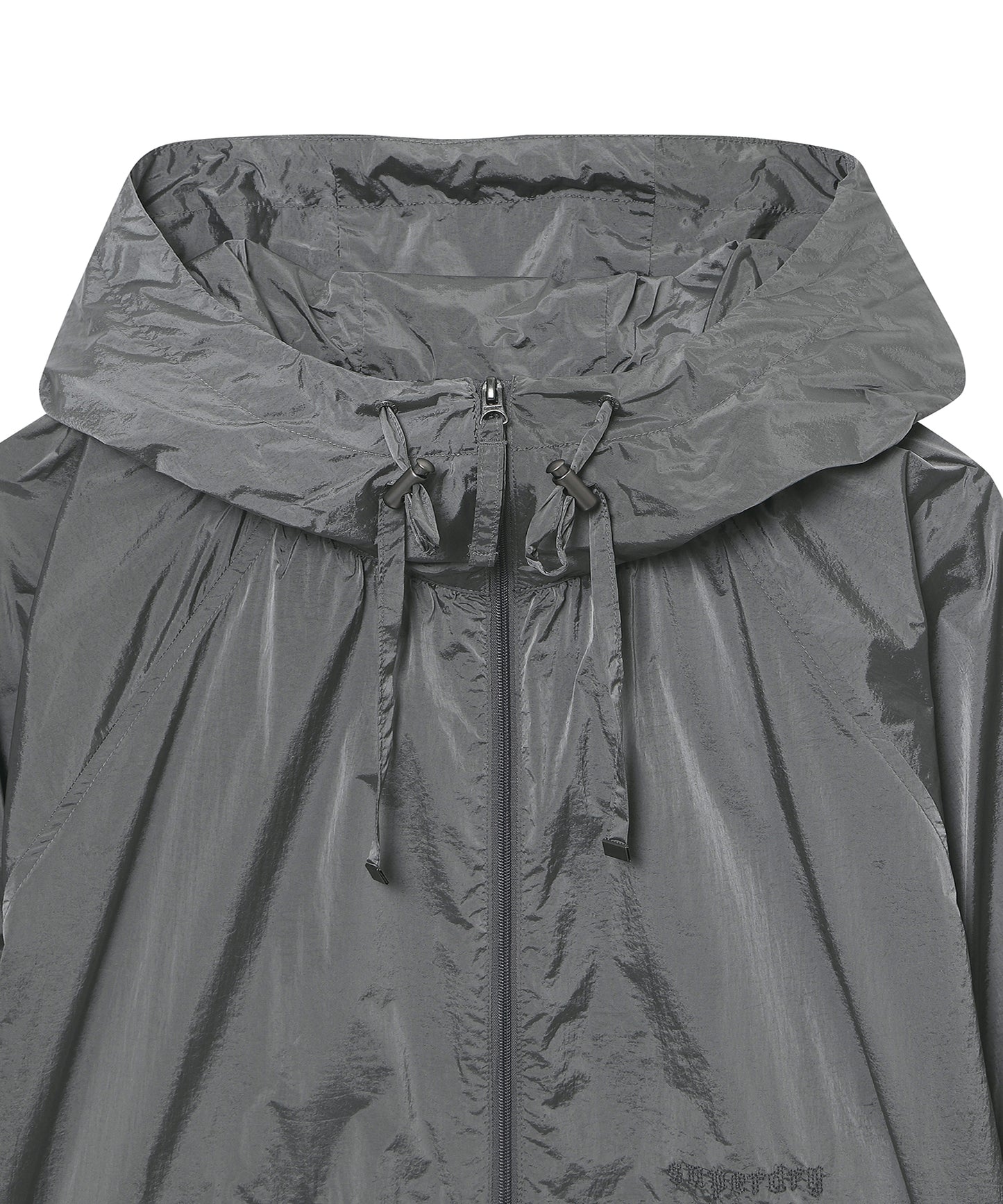 W Glossy Shirring Wind Jacket