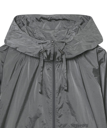 W Glossy Shirring Wind Jacket