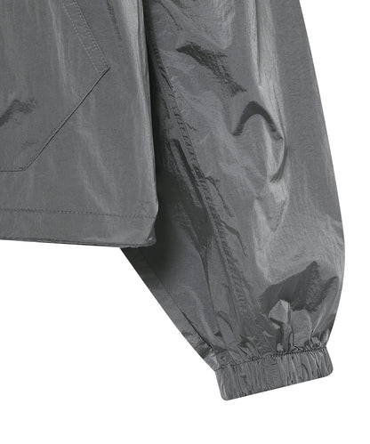 W Glossy Shirring Wind Jacket
