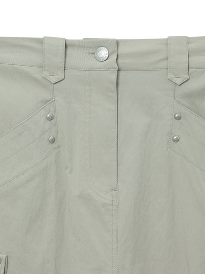 W Nylon Cargo Skirt