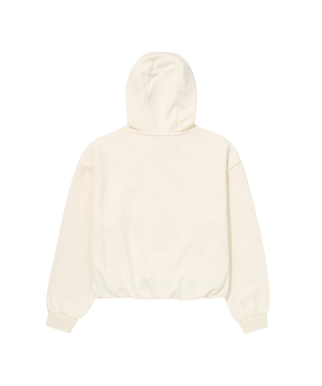 W Vintage Washed Crop Hoodie - Cream