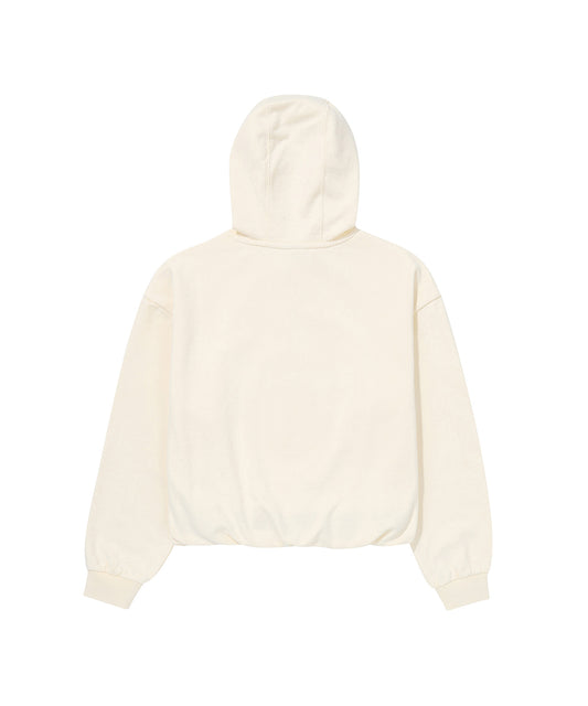W Vintage Washed Crop Hoodie - Cream