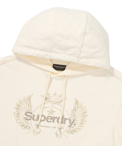 W Vintage Washed Crop Hoodie - Cream