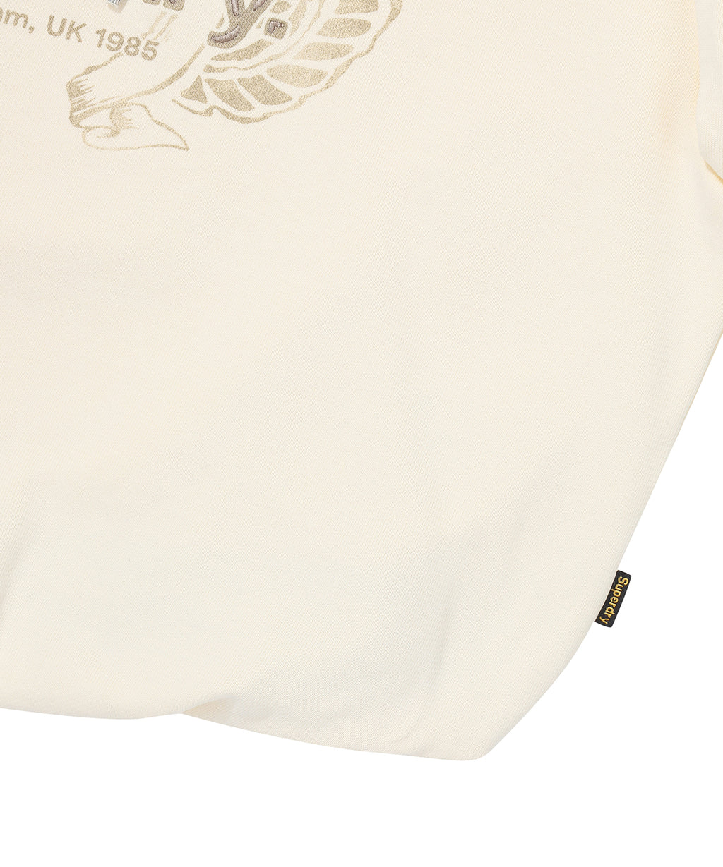W Vintage Washed Crop Hoodie - Cream