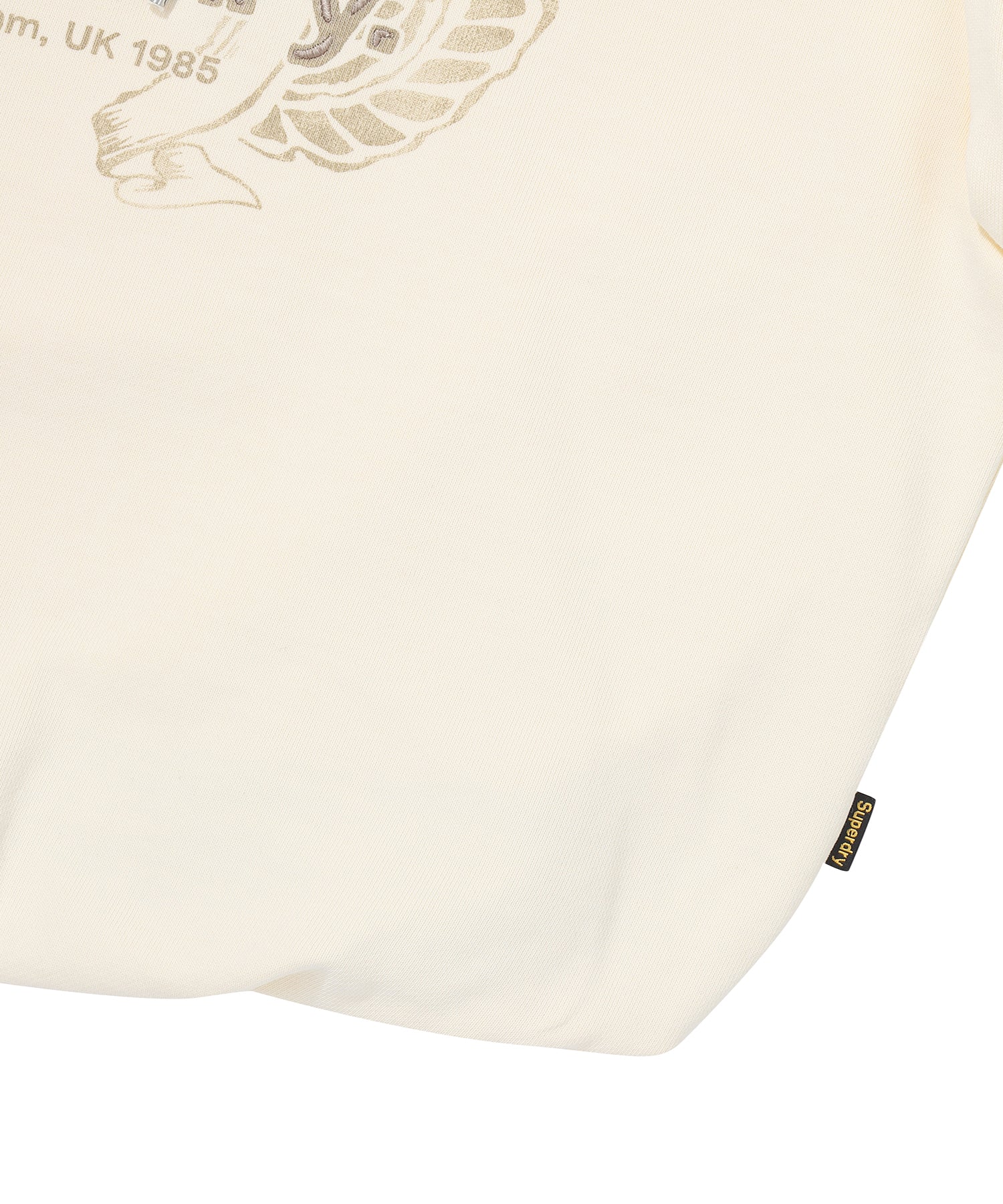 W Vintage Washed Crop Hoodie - Cream