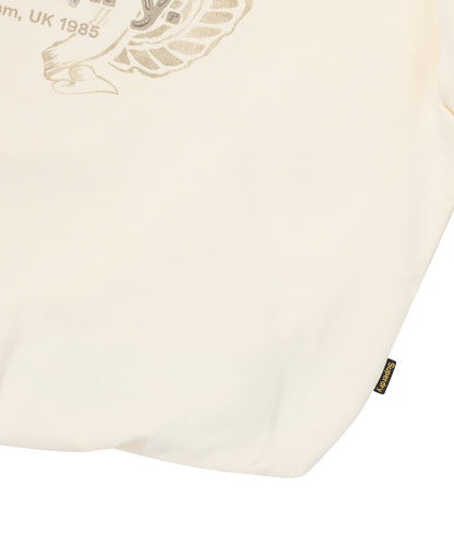 W Vintage Washed Crop Hoodie - Cream