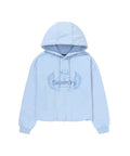W Vintage Washed Crop Hoodie - L/Blue