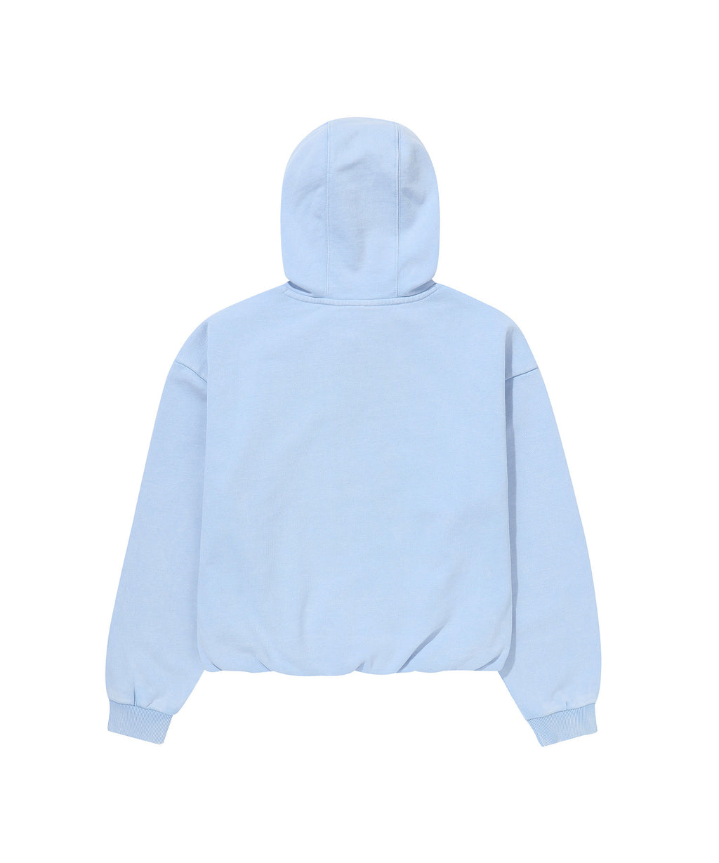 W Vintage Washed Crop Hoodie - L/Blue