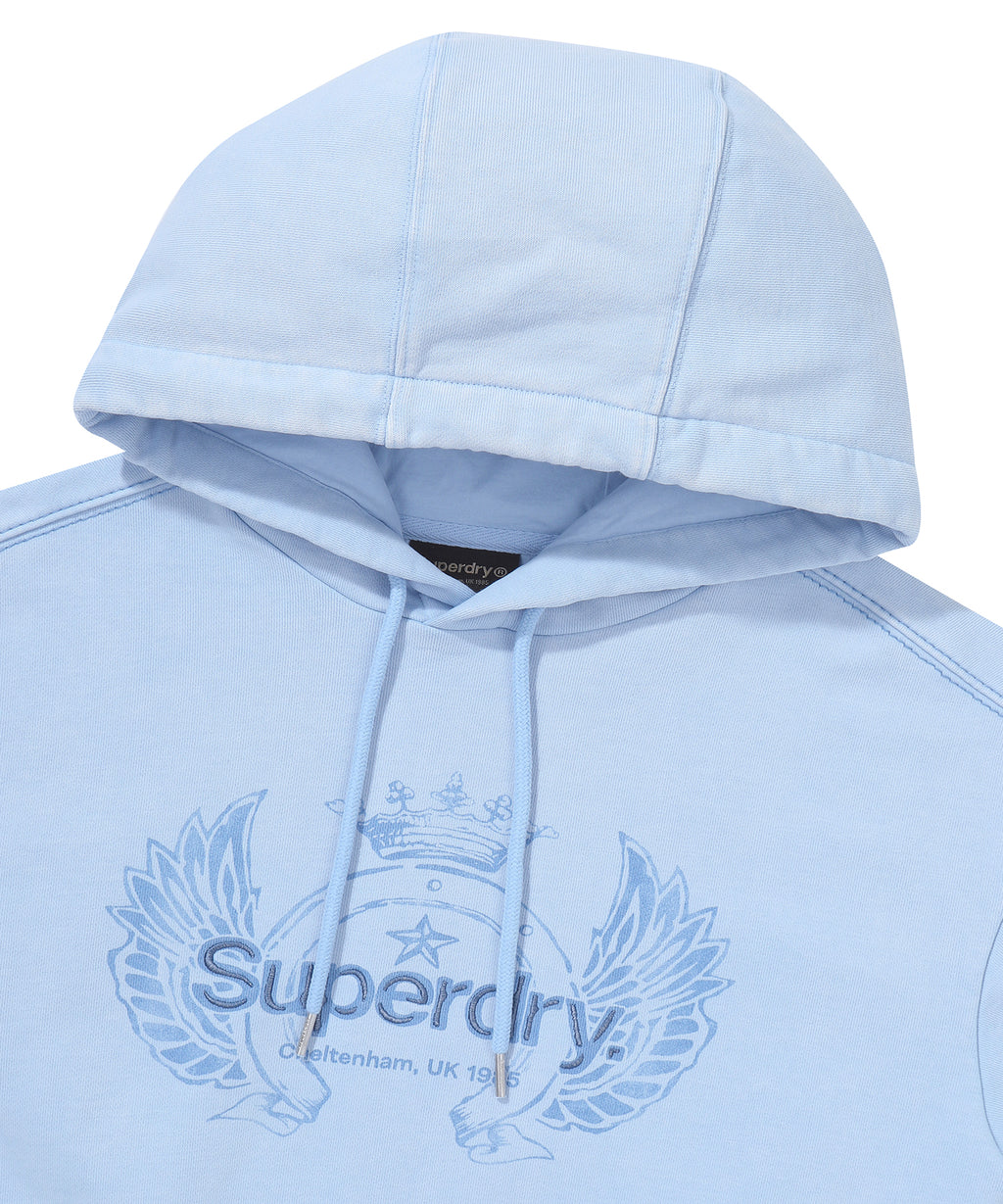 W Vintage Washed Crop Hoodie - L/Blue