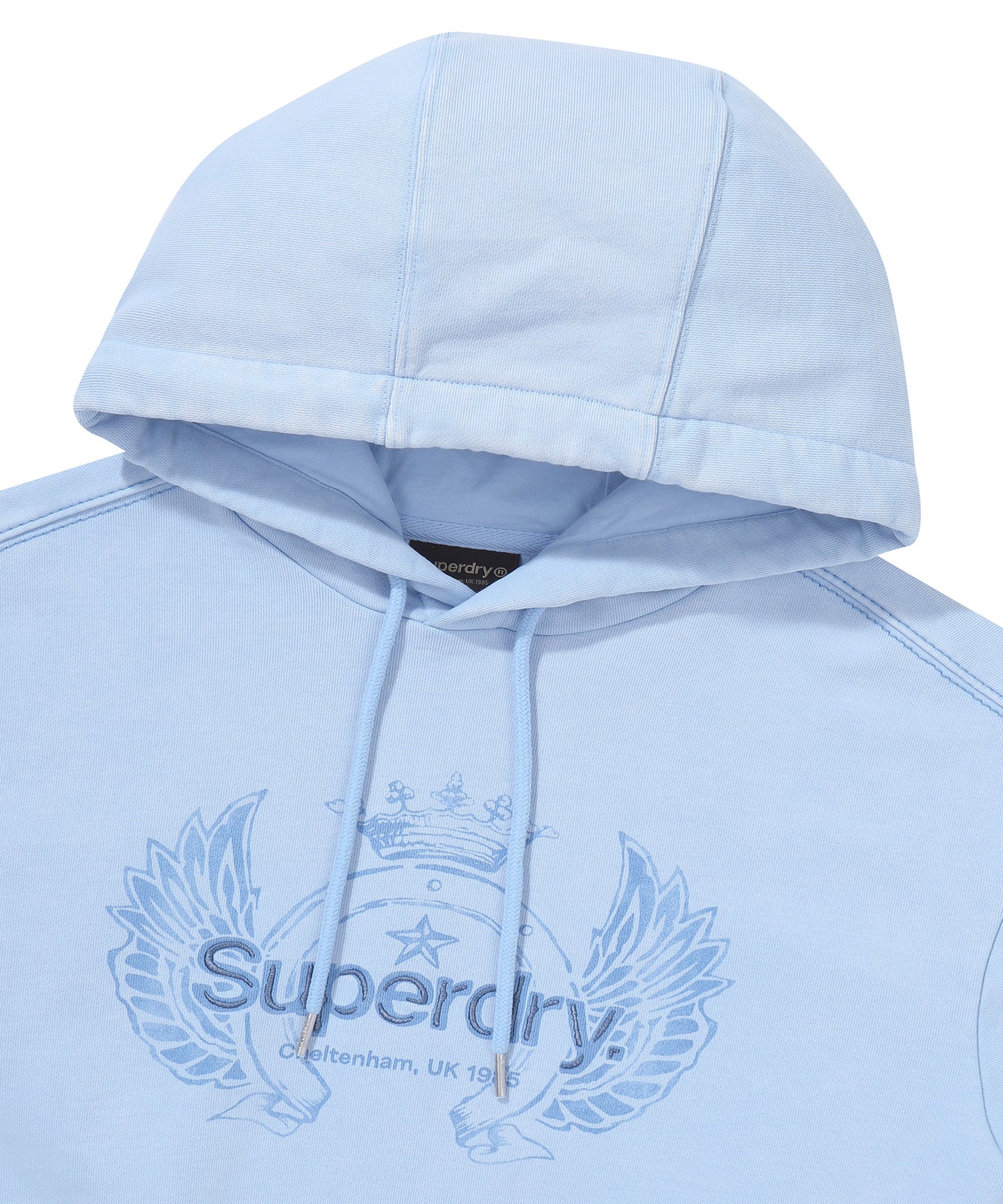 W Vintage Washed Crop Hoodie - L/Blue