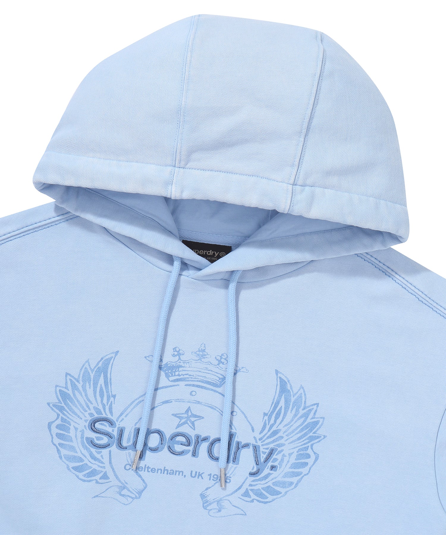 W Vintage Washed Crop Hoodie - L/Blue