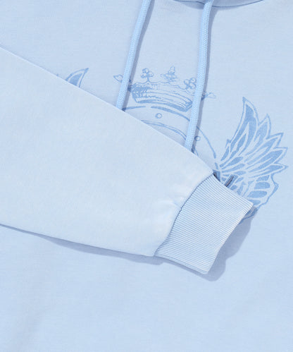 W Vintage Washed Crop Hoodie - L/Blue