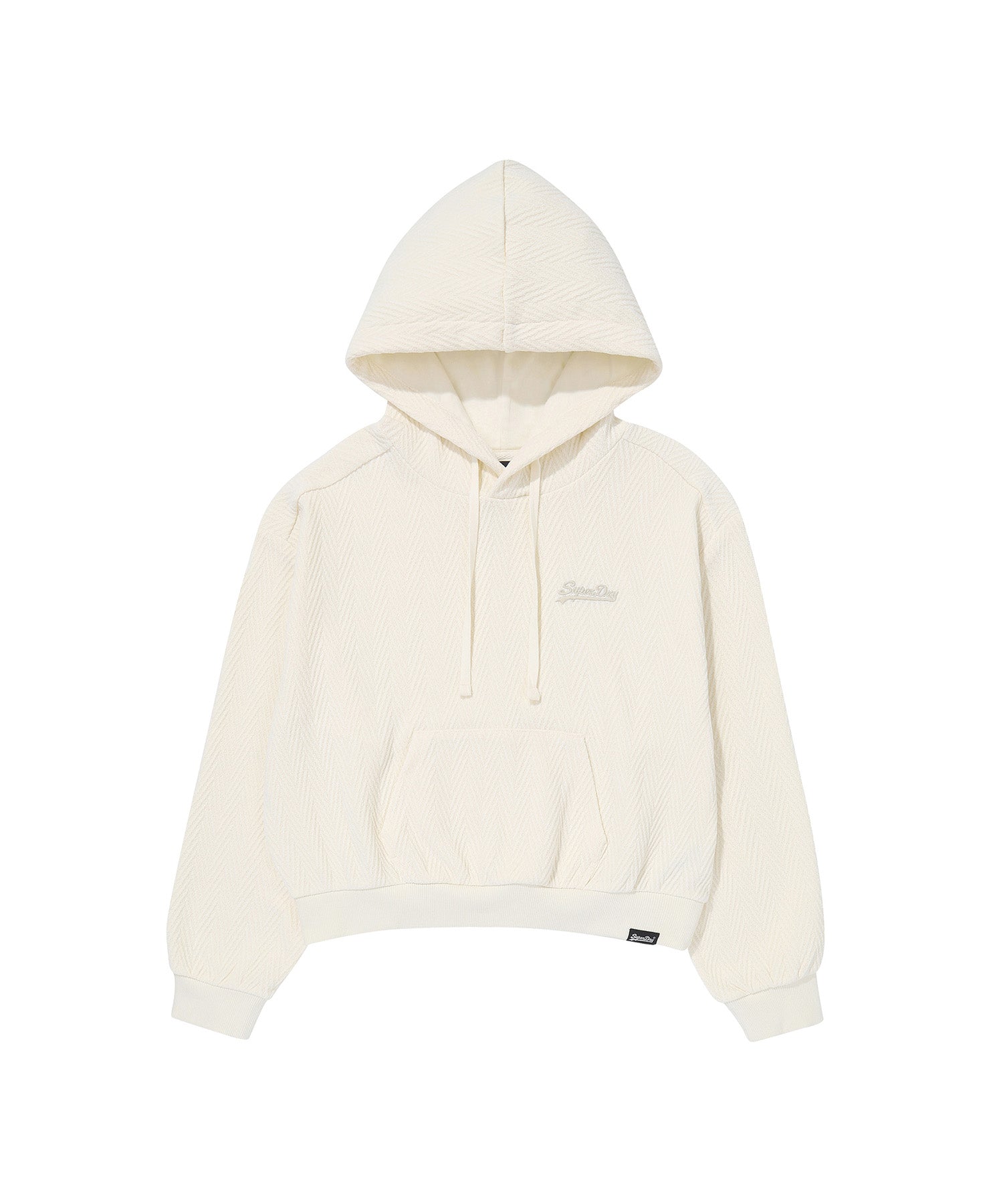 W Herringbone Knit Fabric Jacquard Hoodie - Logo embroidery point