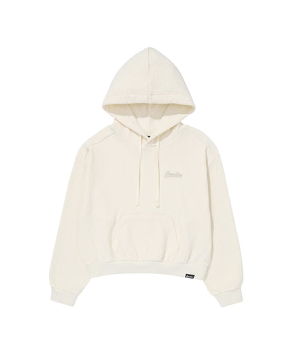 W Herringbone Knit Fabric Jacquard Hoodie - Logo embroidery point