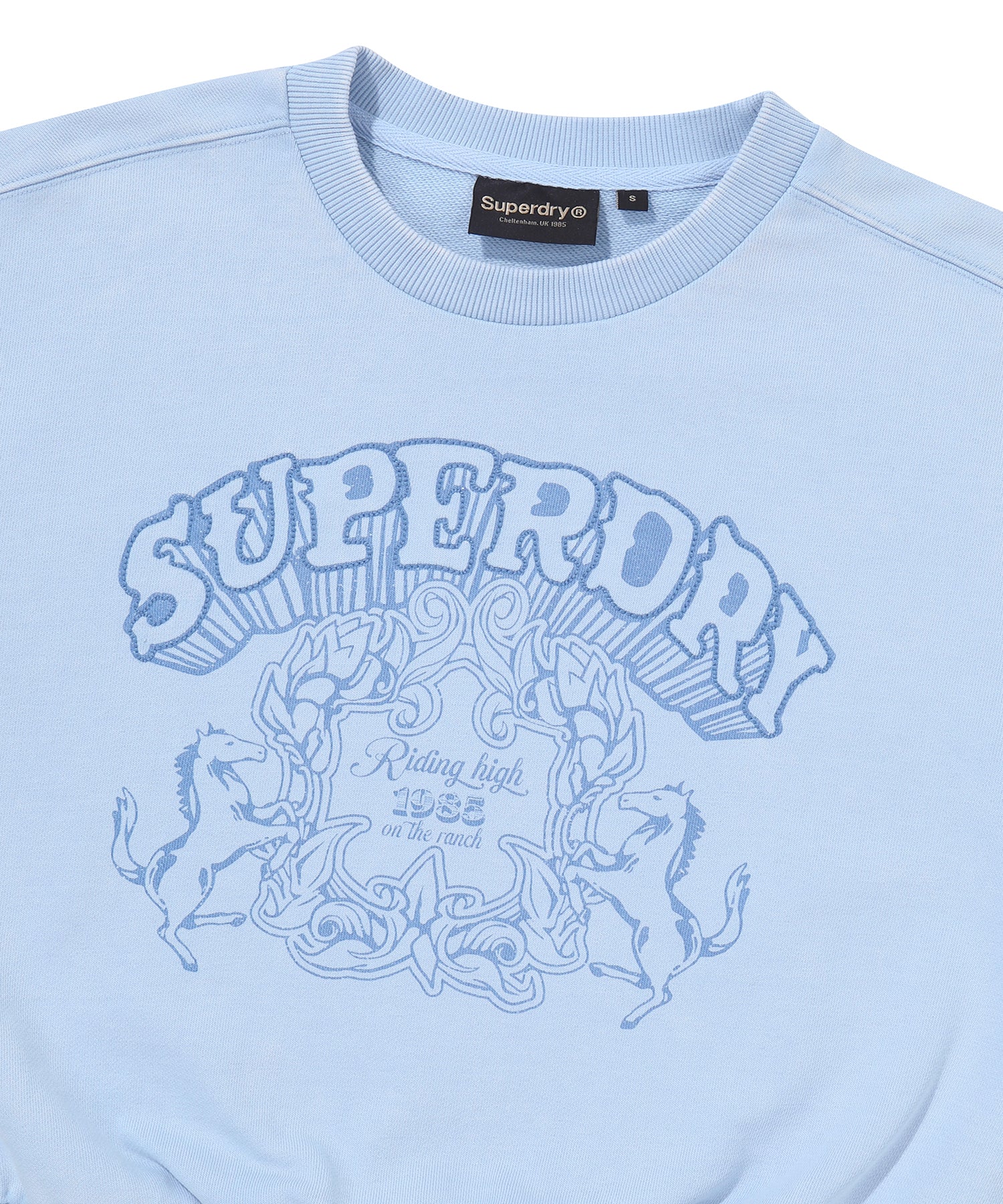 W Vintage Washed Crop Sweatshirt - L/Blue