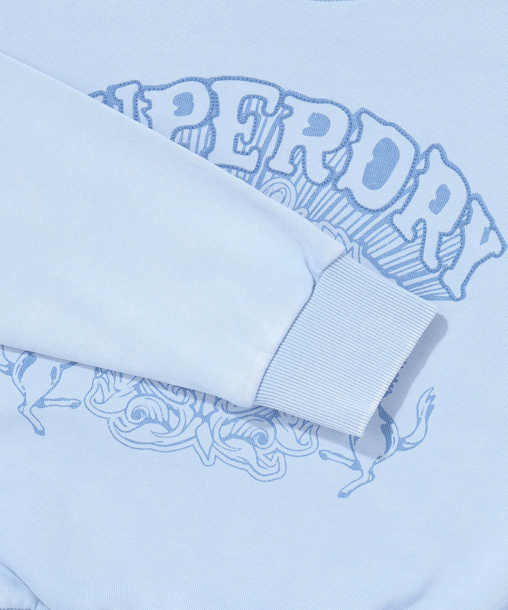 W Vintage Washed Crop Sweatshirt - L/Blue