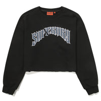 W Crop Raw Edge Sweatshirt - Black