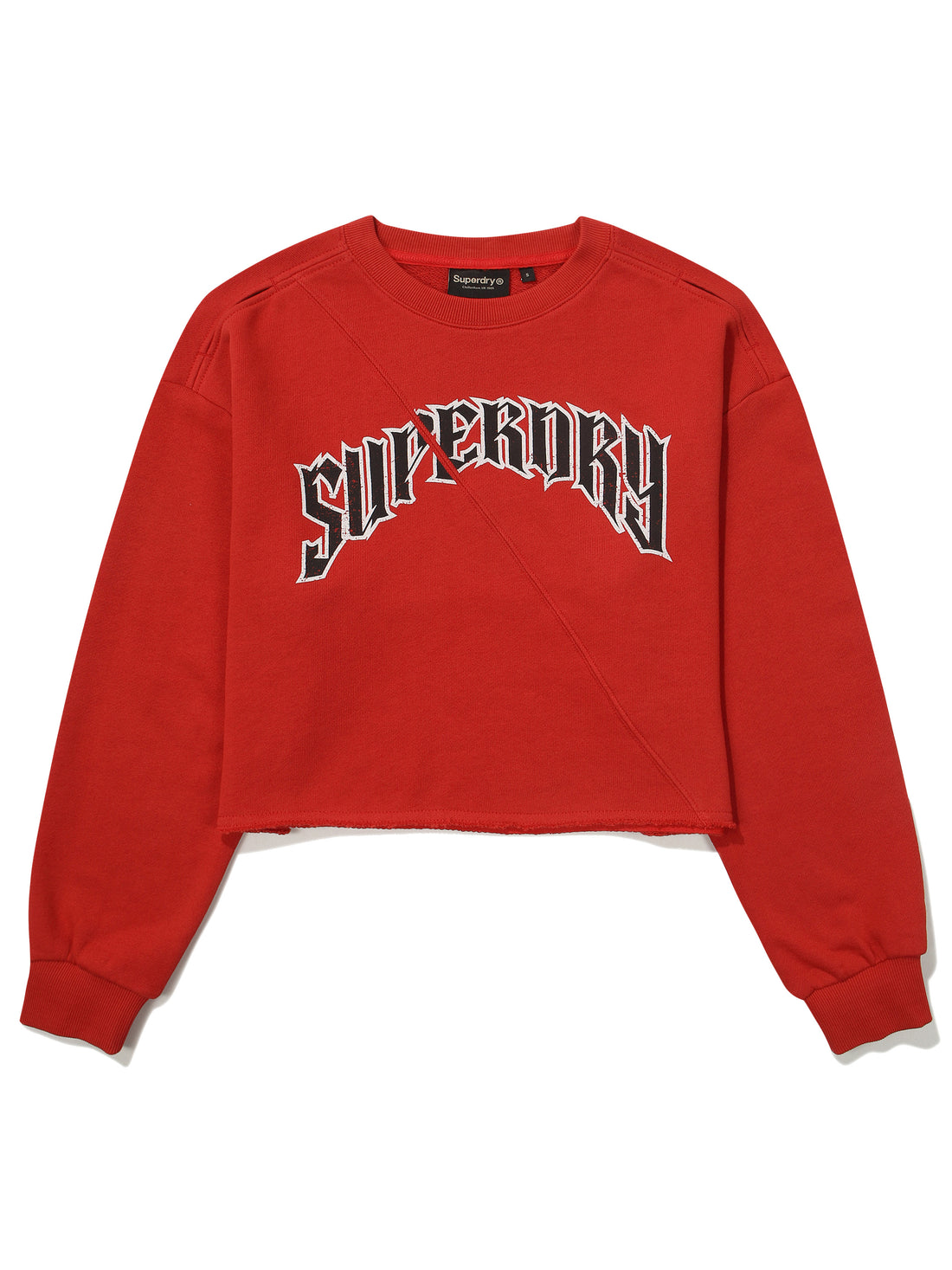 W Crop Raw Edge Sweatshirt - Red